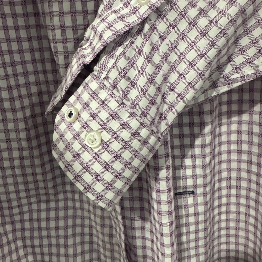 Banana Republic Non- Iron Camden Fit Purple and White Checkered Men's Shirt